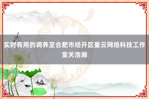 实时有用的调养至合肥市经开区董云网络科技工作室关浩瀚