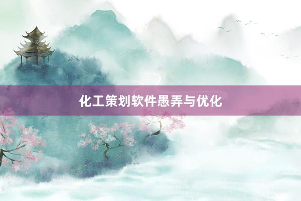 化工策划软件愚弄与优化