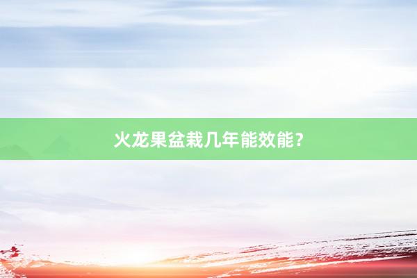 火龙果盆栽几年能效能？