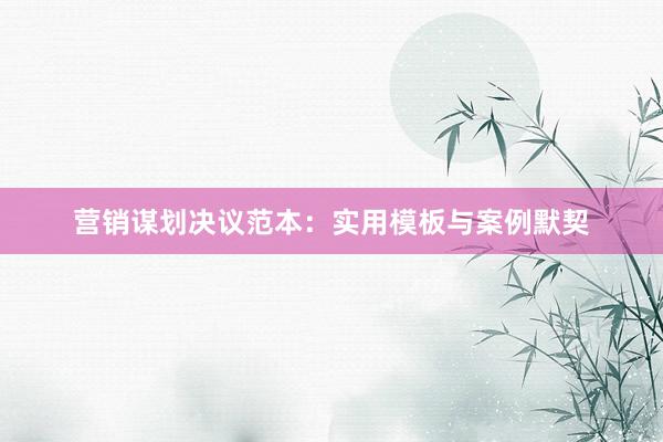 营销谋划决议范本：实用模板与案例默契